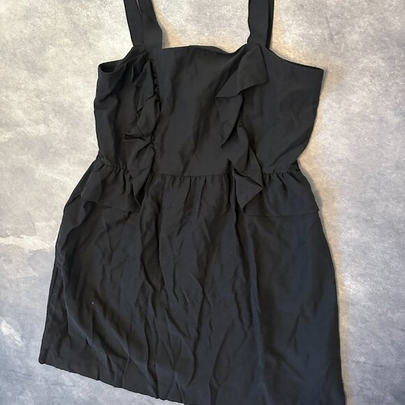 NWT H&M Conscious Black Ruffle Mini Dress Size 12 - Picture 4 of 4